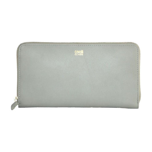 Cavalli Class Elegant Grey Calfskin Wallet for Her Cavalli Class