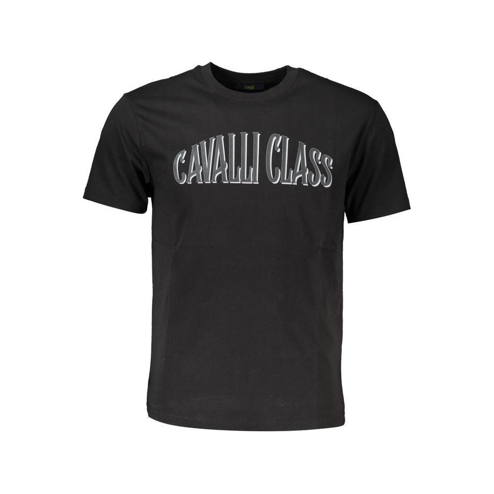 Cavalli Class Black Cotton Men T-Shirt Cavalli Class