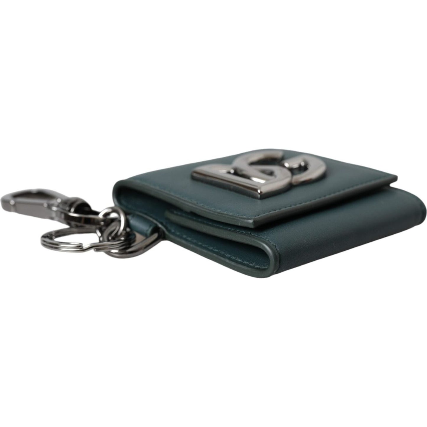 Dolce & Gabbana Green Calfskin Leather DG Logo Keyring Coin Purse Wallet Dolce & Gabbana