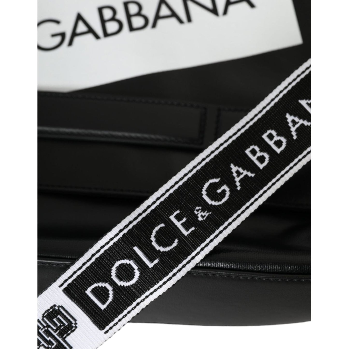 Dolce & Gabbana Black Calfskin Coated Canvas Logo Panel Messenger Bag Dolce & Gabbana