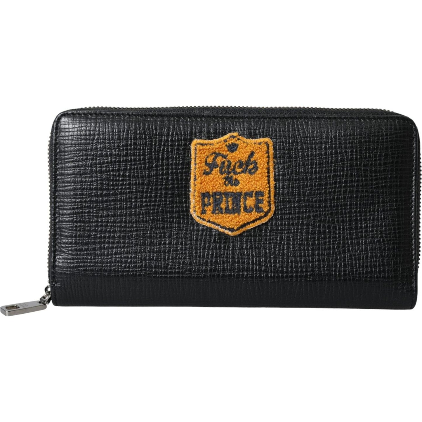 Dolce & Gabbana Black Leather Logo Patch Zip Around Continental Wallet Dolce & Gabbana