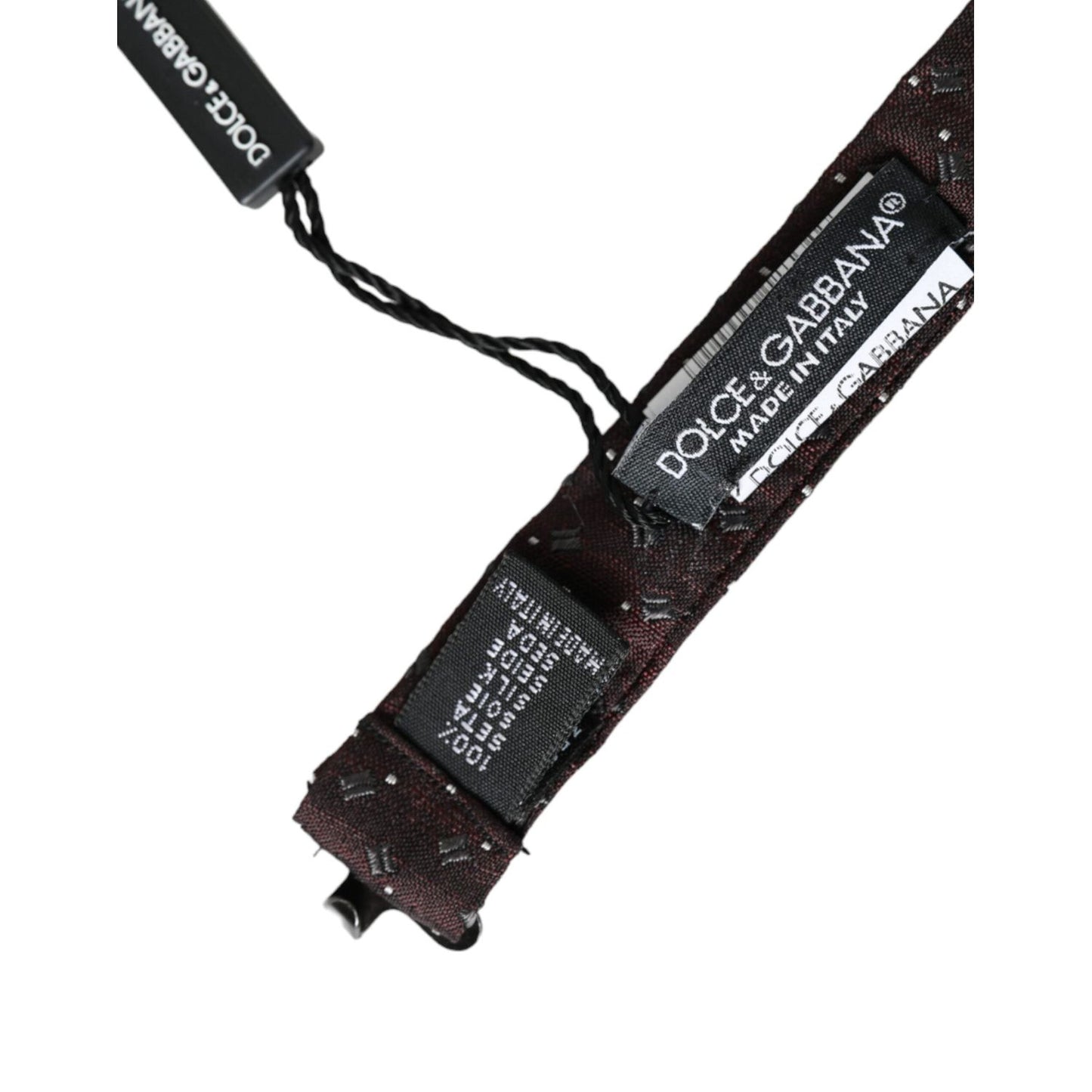 Dolce & Gabbana Maroon Silk Patterned Adjustable Neck Papillon Bow Tie