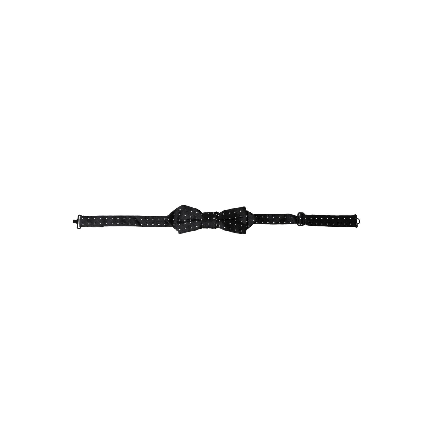 Dolce & Gabbana Black Silk Polka Dot Adjustable Neck Men Papillon Bow Tie