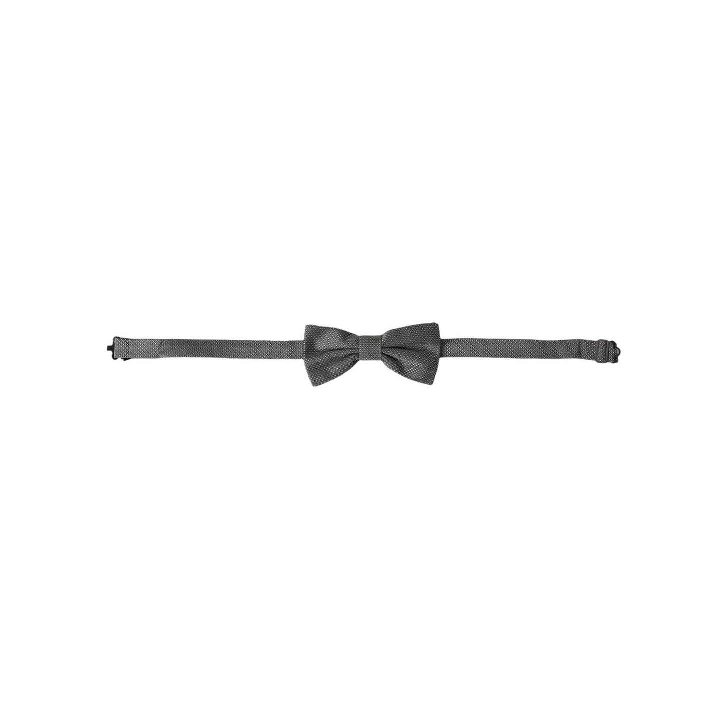 Dolce & Gabbana Gray Silk Patterned Adjustable Neck Men Bow Tie