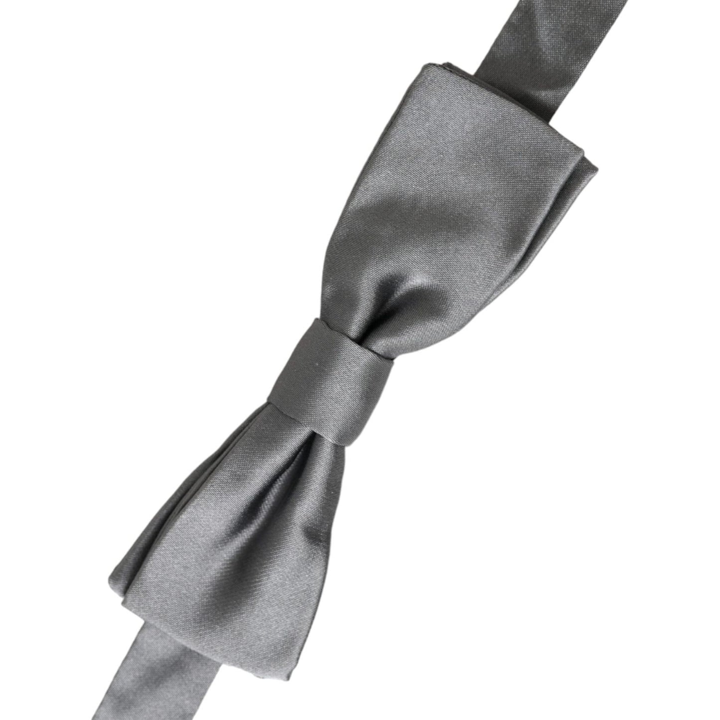 Dolce & Gabbana Gray Satin Silk Adjustable Neck Men Papillon Bow Tie Dolce & Gabbana