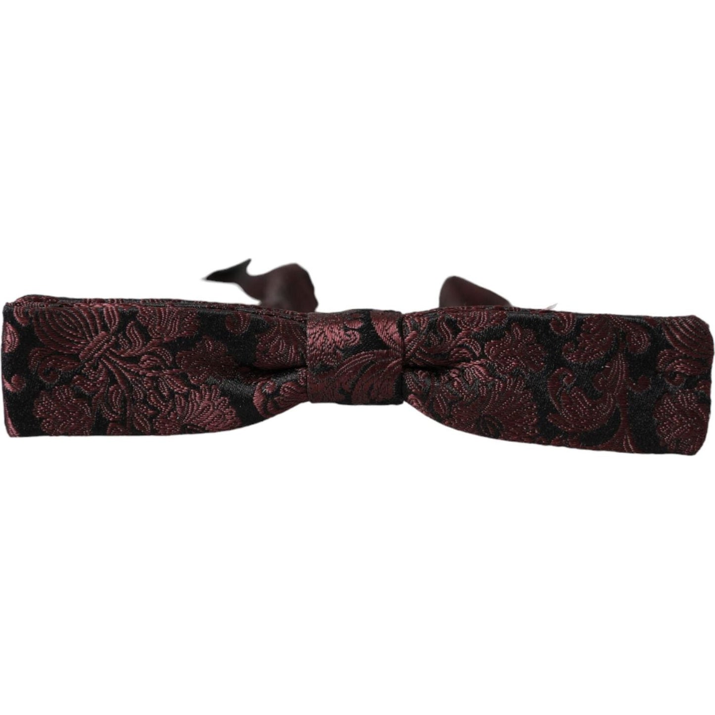 Dolce & Gabbana Maroon Floral Silk Adjustable Neck Men Bow Tie Dolce & Gabbana