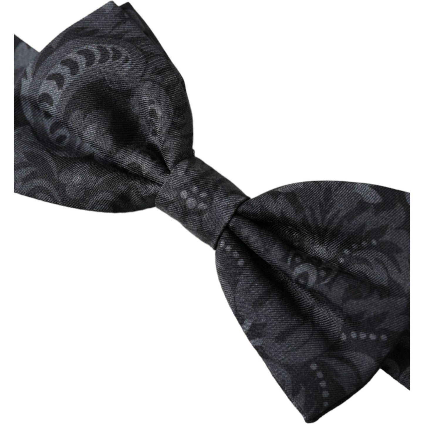 Dolce & Gabbana Dark Gray Silk Patterned Adjustable Men Bow Tie Dolce & Gabbana