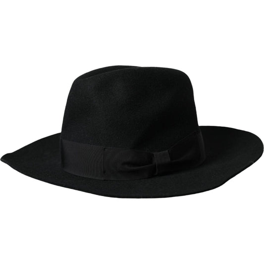 Dolce & Gabbana Black Rabbit Fedora Trilby Women Hat Dolce & Gabbana