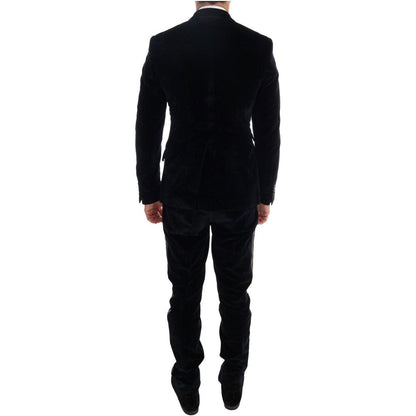 Dolce & Gabbana Blue Velvet Two Button Slim 3 Piece Suit 1728,2% Silk,67345645728,8% Polyester,Blue,Clothing,Dolce & Gabbana,IT46 | S,Material: 90% Cotton,Men,Men - Clothing,New with tags,Suits & Blazers - Clothing,Suits - Men - Clothing,Three-Piece Suits
