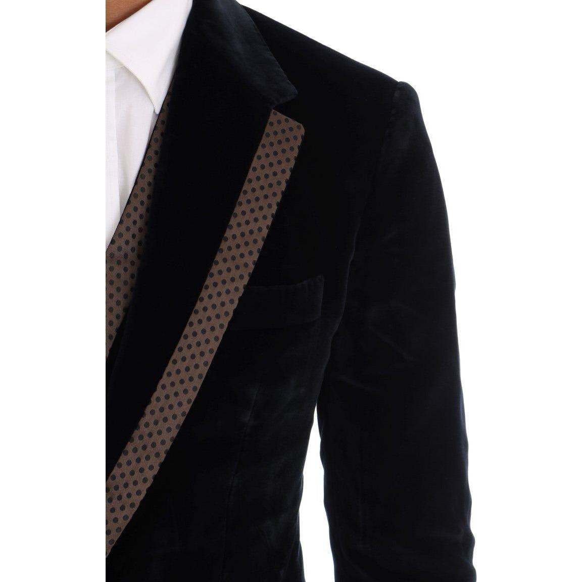 Dolce & Gabbana Blue Velvet Two Button Slim 3 Piece Suit 1728,2% Silk,67345645728,8% Polyester,Blue,Clothing,Dolce & Gabbana,IT46 | S,Material: 90% Cotton,Men,Men - Clothing,New with tags,Suits & Blazers - Clothing,Suits - Men - Clothing,Three-Piece Suits