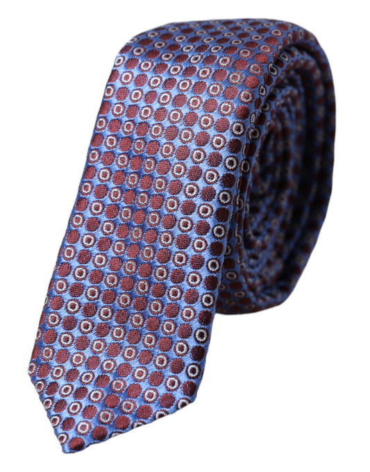 Dolce & Gabbana Blue Purple Patterned Silk Adjustable Men Tie Dolce & Gabbana