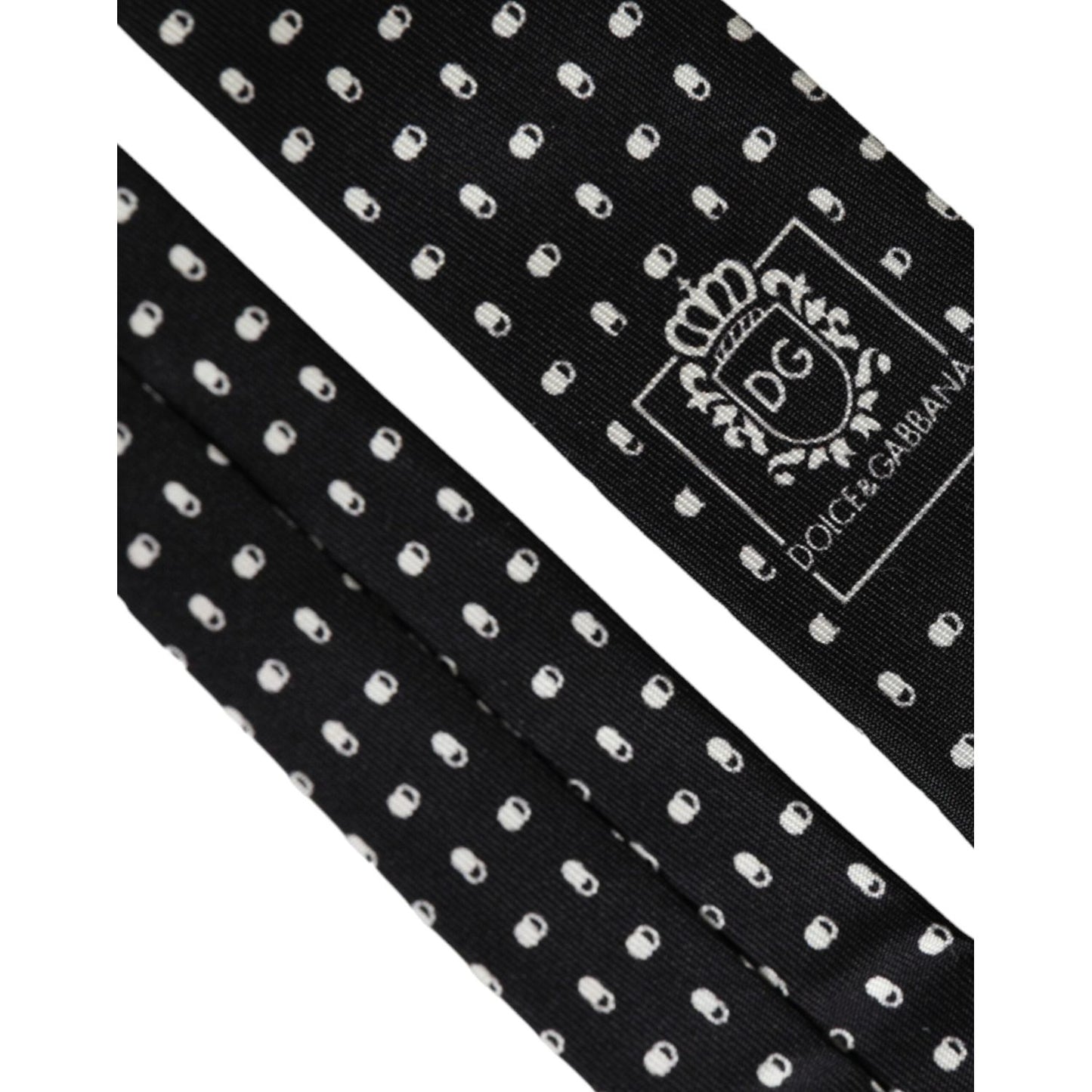 Dolce & Gabbana Black Patterned 100%Silk Adjustable Tie Dolce & Gabbana