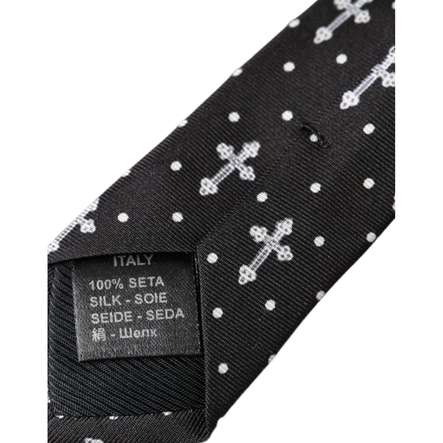 Dolce & Gabbana Black White Cross Silk Adjustable Tie Dolce & Gabbana