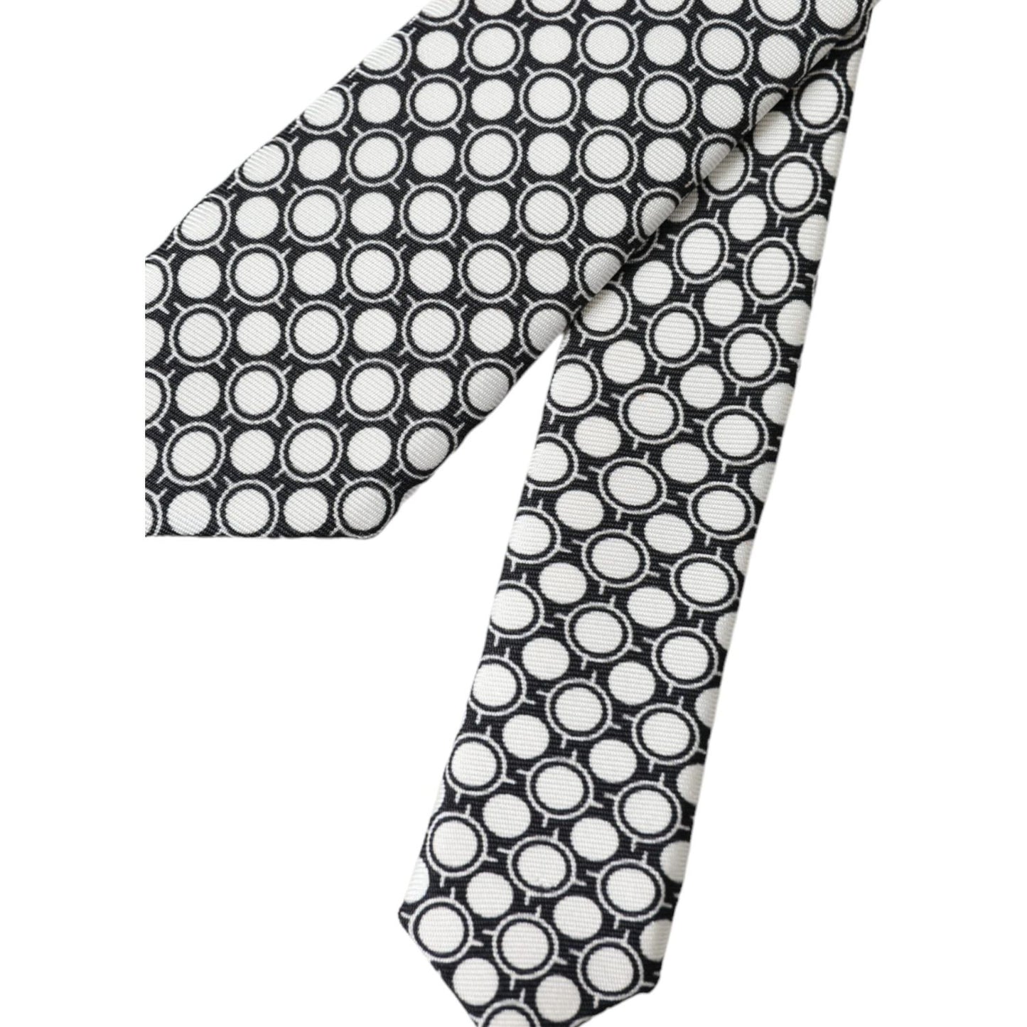 Dolce & Gabbana White Circles 100% Silk Adjustable Tie Dolce & Gabbana