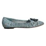 Dolce & Gabbana Blue Lace Crystal Ballet Flats Loafers Shoes Dolce & Gabbana