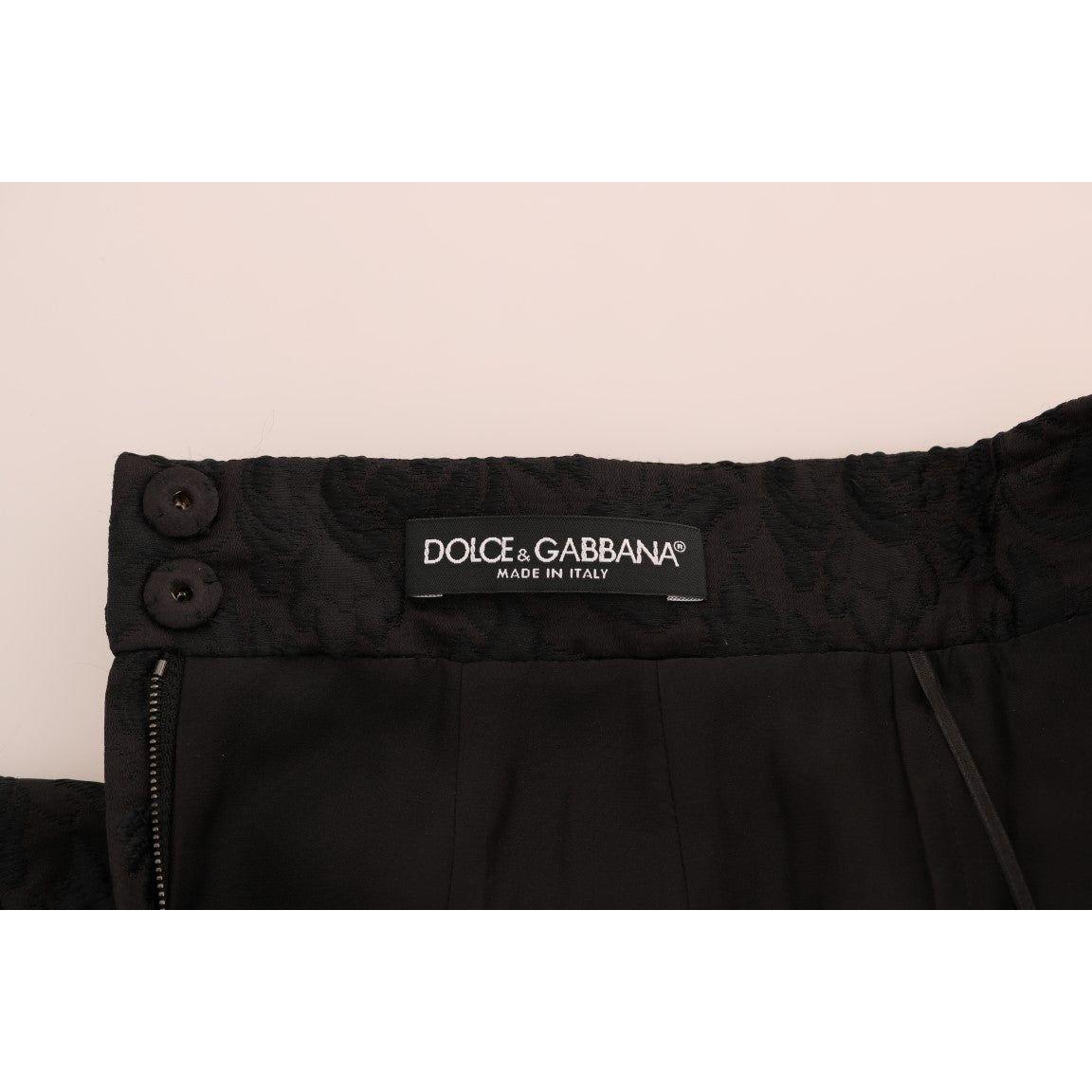 Dolce & Gabbana Elegant Black Floral Jacquard A-Line Skirt Dolce & Gabbana