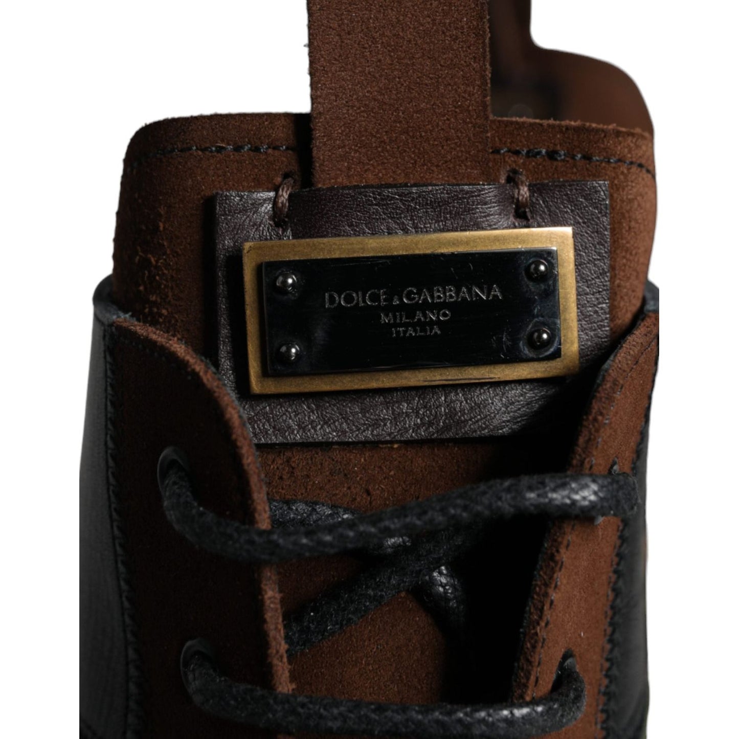 Dolce & Gabbana Brown Suede Camouflage Leather Combat Boots Shoes Dolce & Gabbana