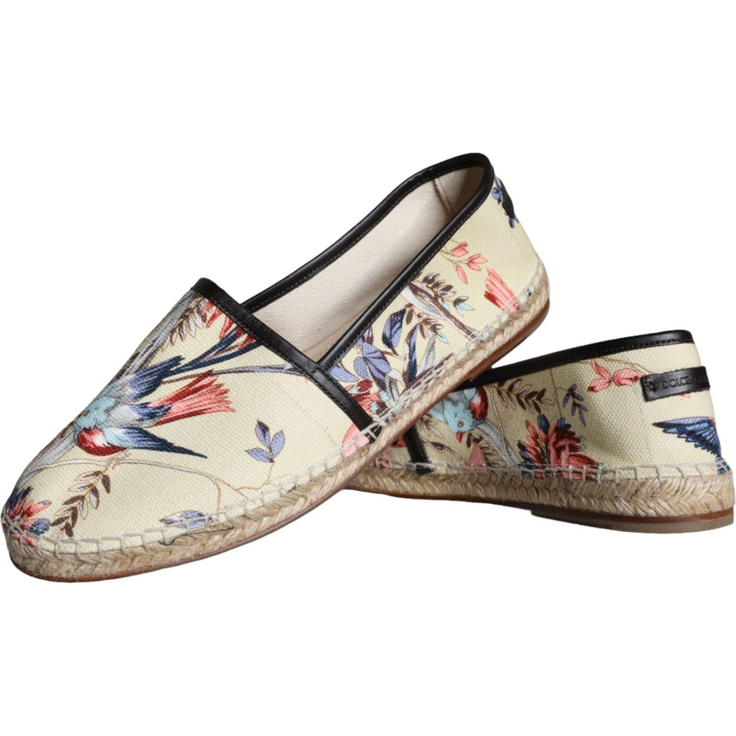 Dolce & Gabbana Beige Floral Canvas Espadrilles Slip On Shoes Dolce & Gabbana