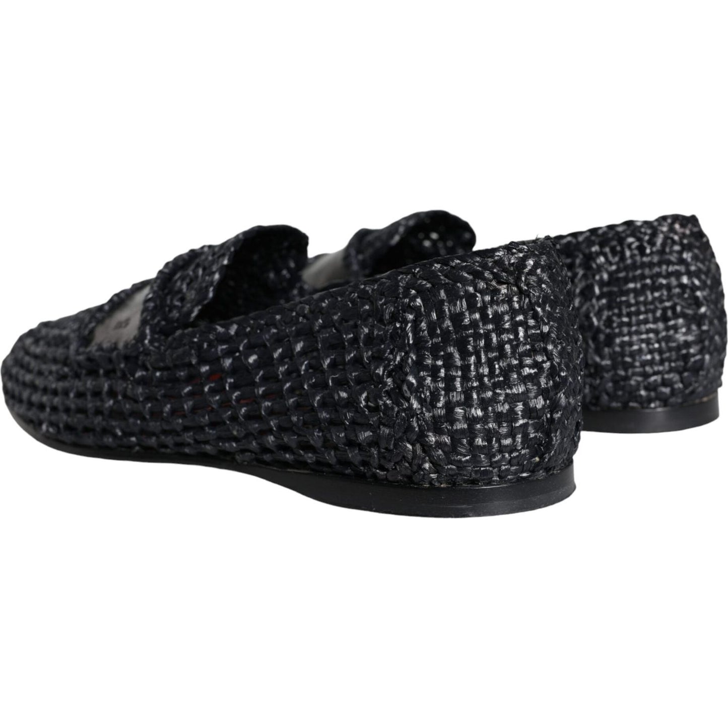 Dolce & Gabbana Black Woven Raffia Slip On Loafers Men Shoes Dolce & Gabbana