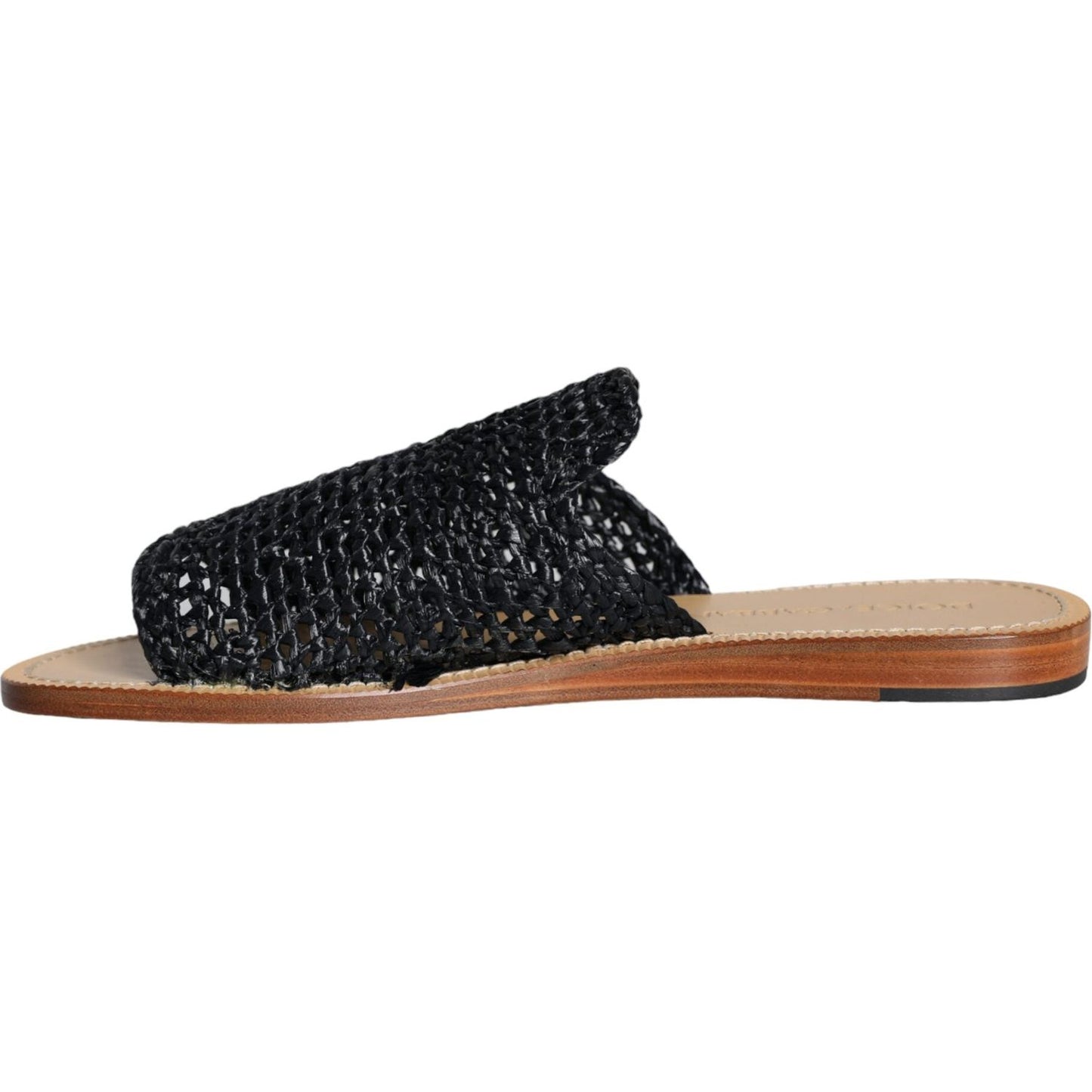 Dolce & Gabbana Black Monochrome Braided Raffia Slides Shoes 1728,67345645728,Black,Dolce & Gabbana,EU42/US9,Flats - Shoes,Material: 100% Viscose,Men,Men - Shoes,Preowned / Defect,Sandals - Men - Shoes,Shoes,Slides - Flats - Shoes