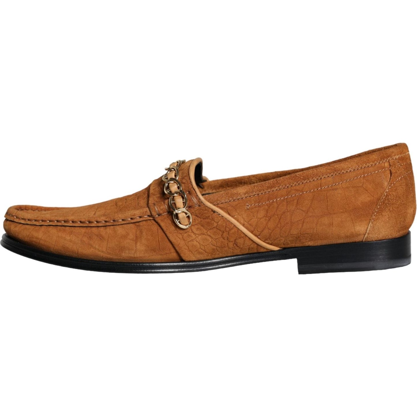 Dolce & Gabbana Brown Velvet Leather Logo Mocassin Slip On Shoes Dolce & Gabbana