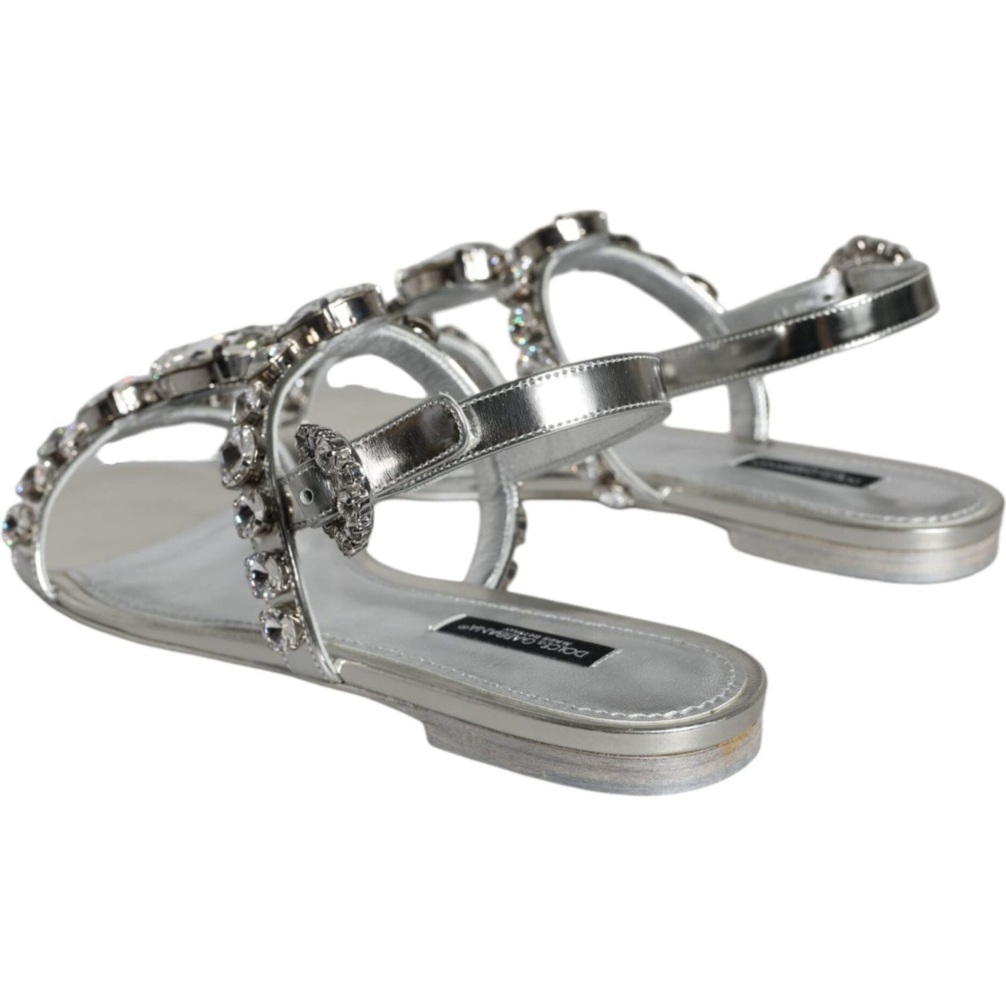 Dolce & Gabbana Silver Crystal Sandals Flats Flip Flops Shoes Dolce & Gabbana