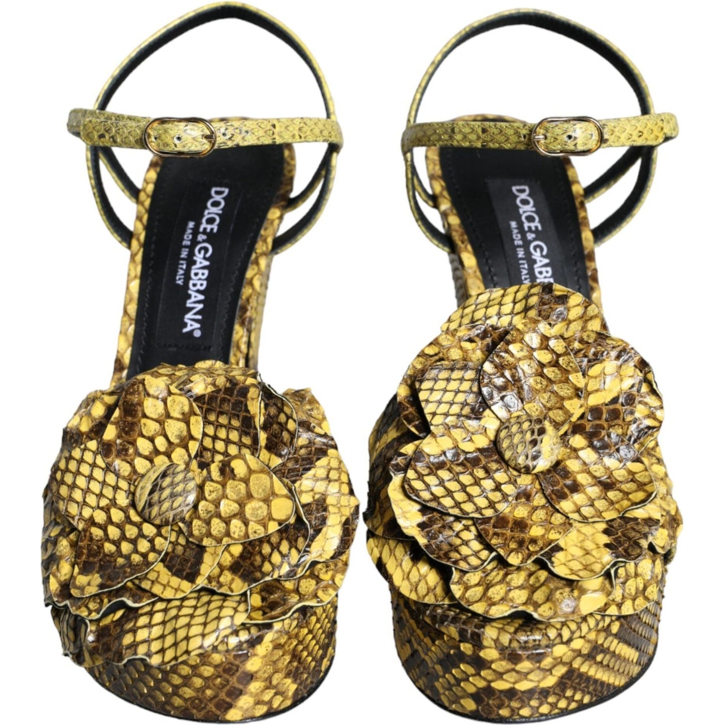 Dolce & Gabbana Yellow Exotic Leather Ankle Strap Heels Sandals Shoes Dolce & Gabbana