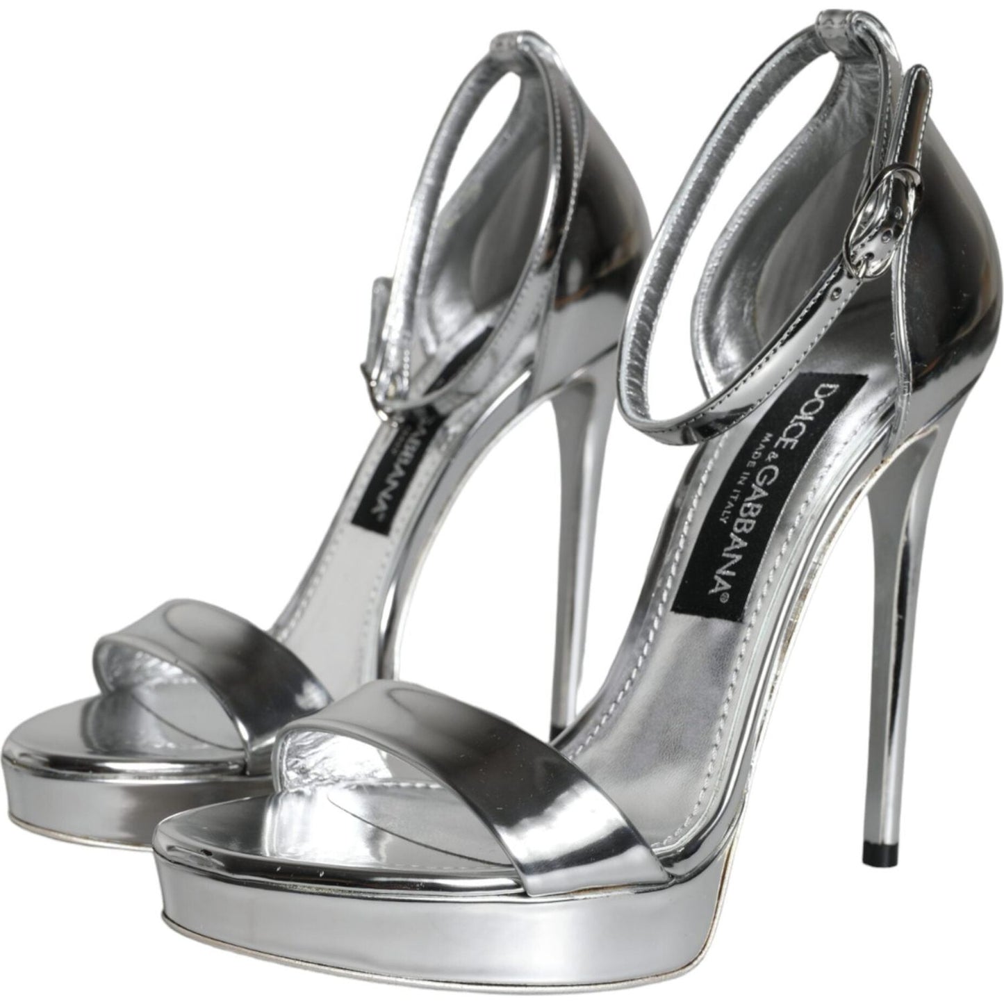 Dolce & Gabbana Silver KEIRA Heels Ankle Strap Sandals Shoes Dolce & Gabbana