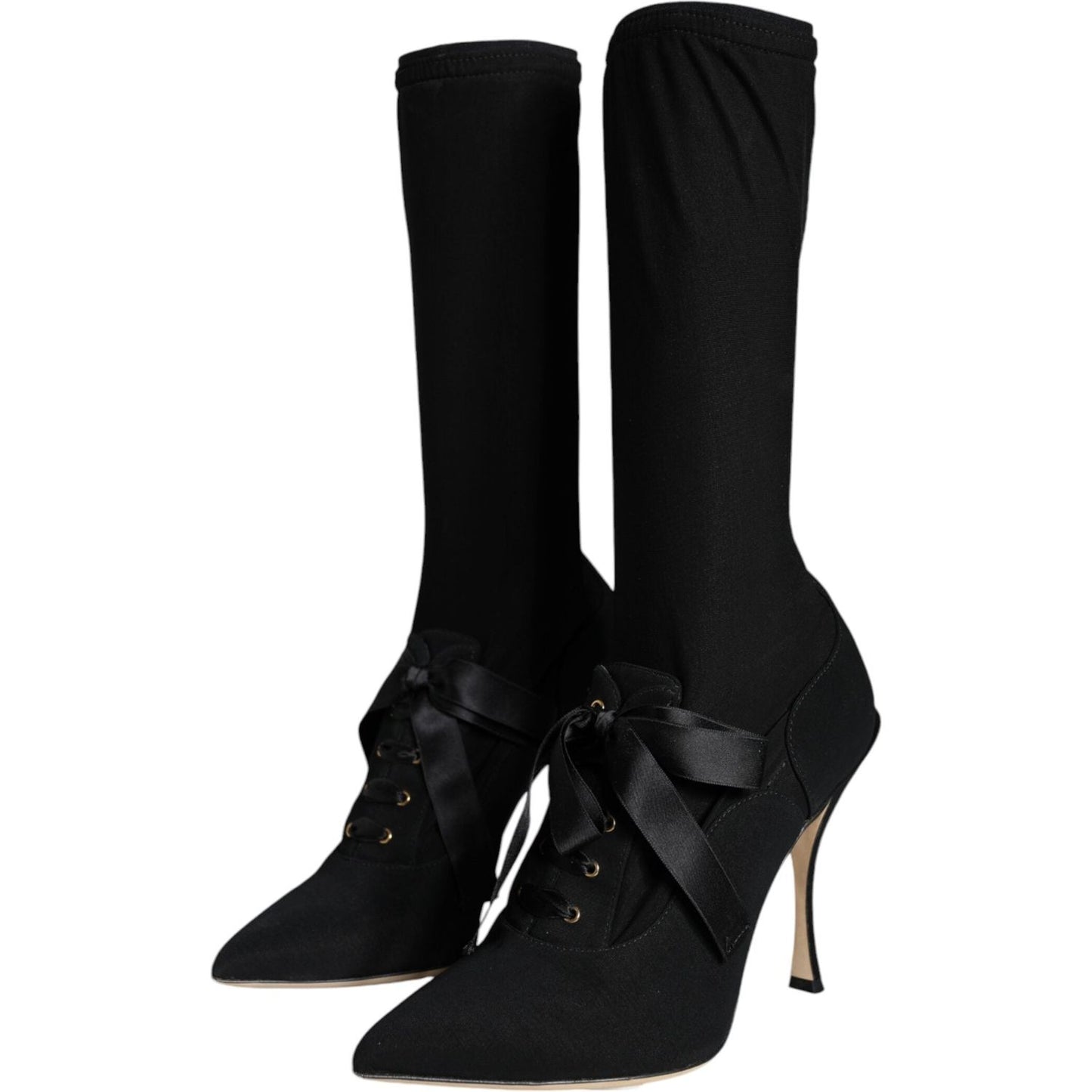 Dolce & Gabbana Black Stiletto Heels Mid Calf Boots Shoes Dolce & Gabbana