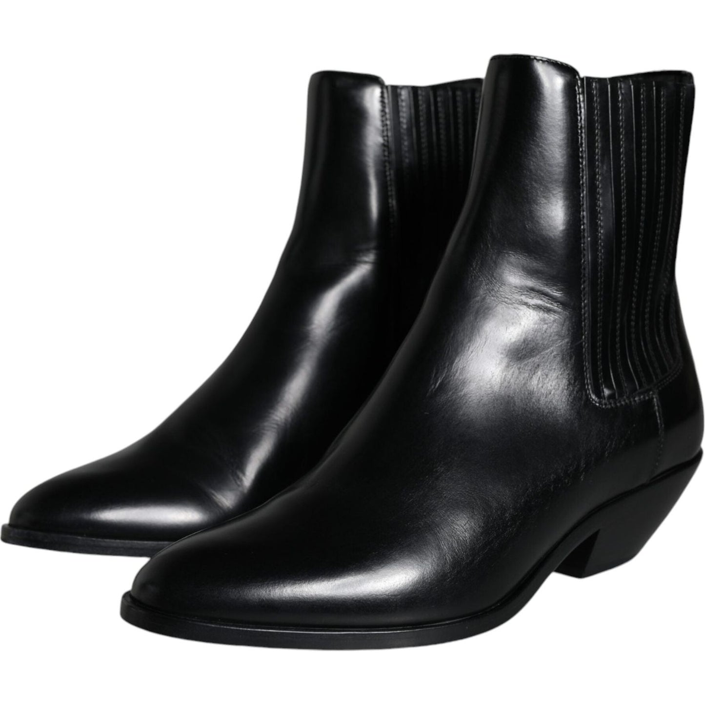 Dolce & Gabbana Black Leather Ankle Boots Booties Shoes Dolce & Gabbana