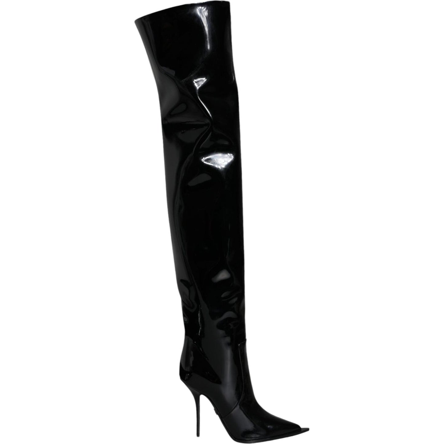 Dolce & Gabbana Black Patent Leather Knee High Boots Shoes Dolce & Gabbana