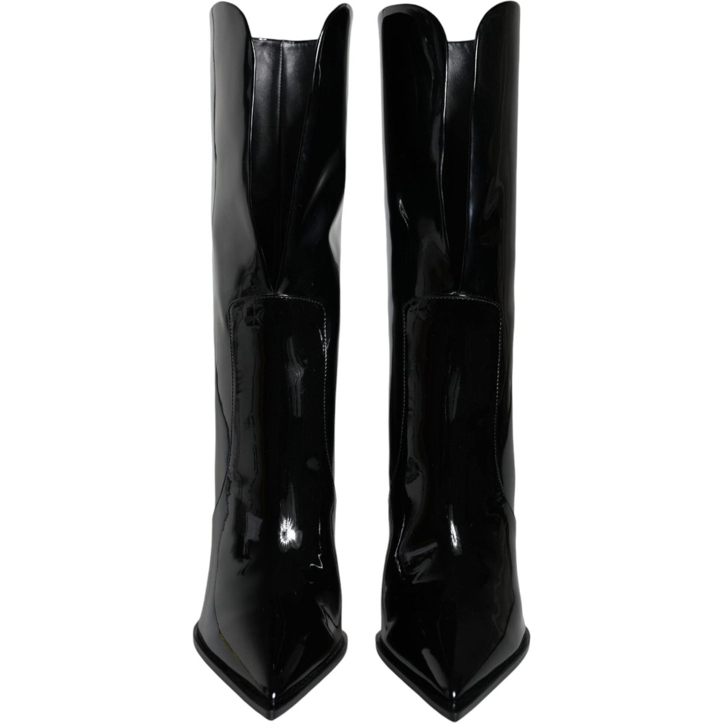 Dolce & Gabbana Black Patent Leather Mid Calf Boots Shoes Dolce & Gabbana