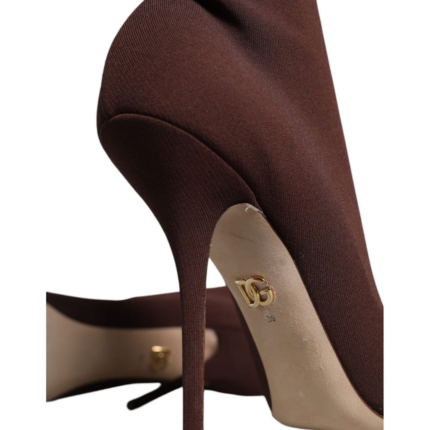 Dolce & Gabbana Brown Stiletto Heels Socks Ankle Boots Shoes Dolce & Gabbana