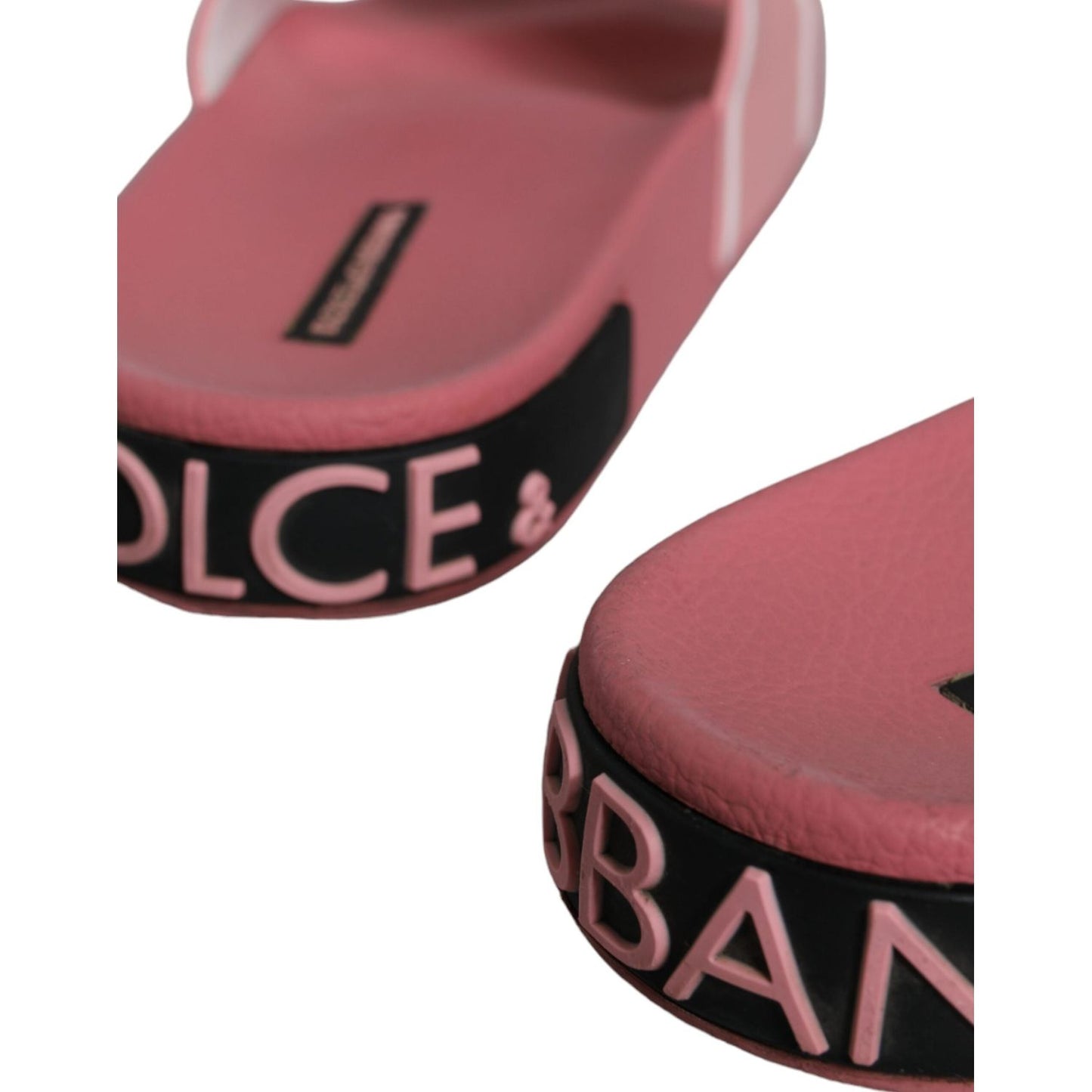 Dolce & Gabbana Pink Leather I Love D&G Sandals Slides Shoes Dolce & Gabbana