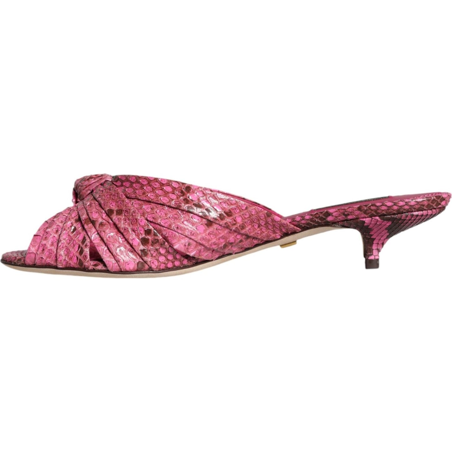 Dolce & Gabbana Pink Python Leather Kitten Heels Slides Shoes Dolce & Gabbana