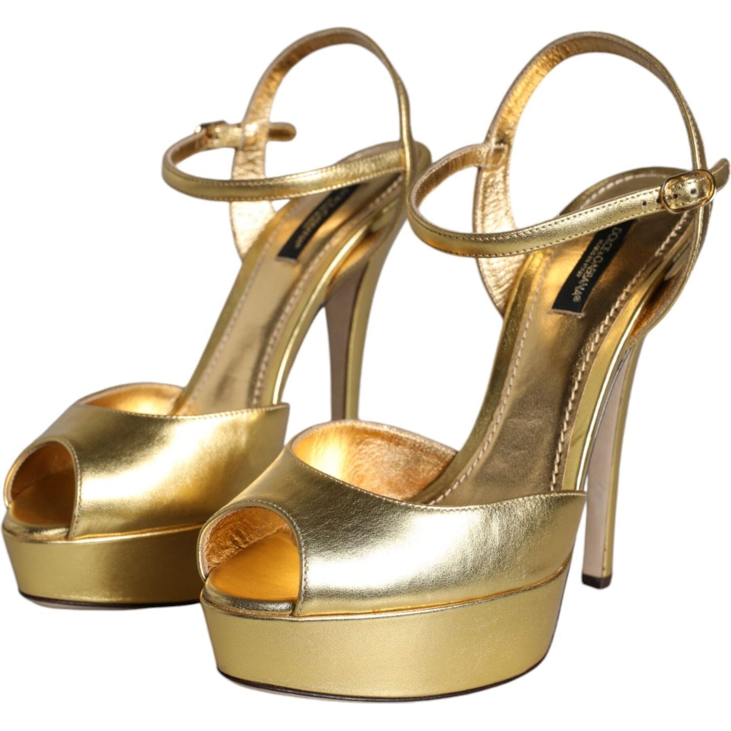 Dolce & Gabbana Gold Bette Leather Heels Sandals Shoes Dolce & Gabbana