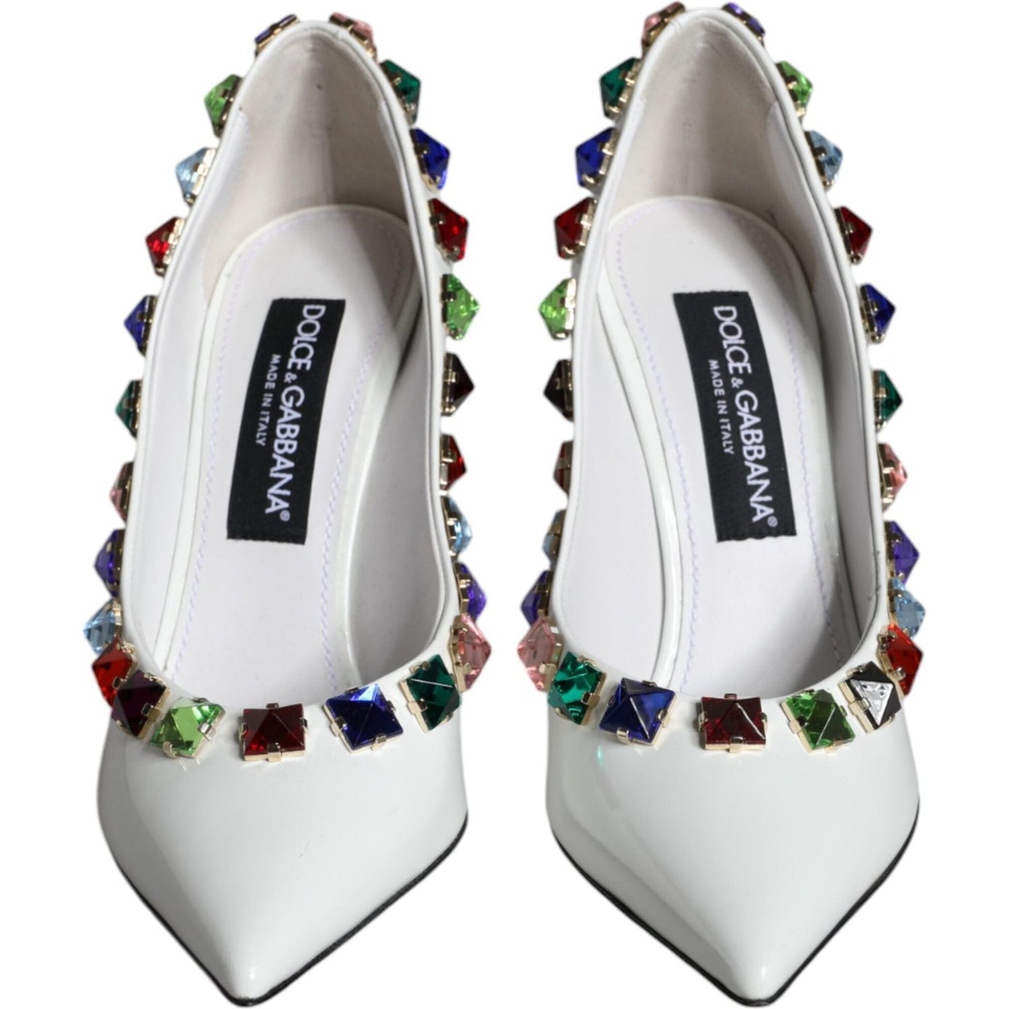 Dolce & Gabbana White Crystals Leather High Heels Pumps Shoes Dolce & Gabbana