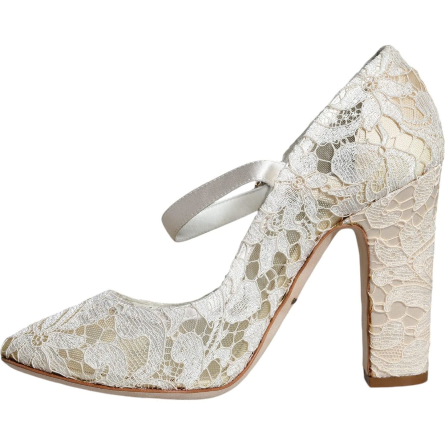 Dolce & Gabbana White Lace Crystals Heels Sandals Shoes Dolce & Gabbana