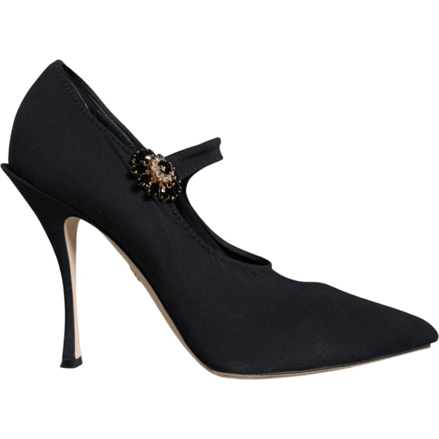 Dolce & Gabbana Black Mary Jane Jersey Crystal Pumps Shoes Dolce & Gabbana