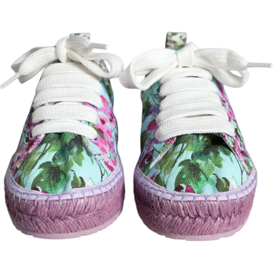 Dolce & Gabbana Multicolor Canvas Floral Espadrilles Sneakers Shoes Dolce & Gabbana