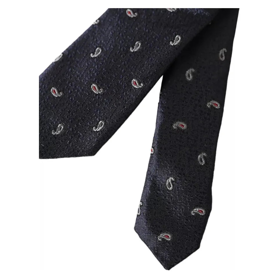 Dolce & Gabbana Dark Blue Fantasy 100% Silk Adjustable Men Tie Dolce & Gabbana