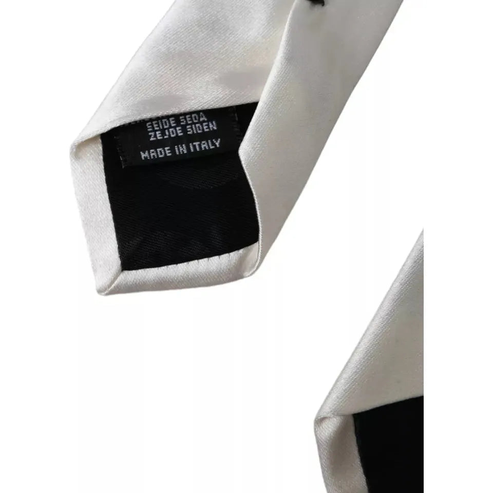 Dolce & Gabbana White Satin Silk Adjustable Men Tie Dolce & Gabbana