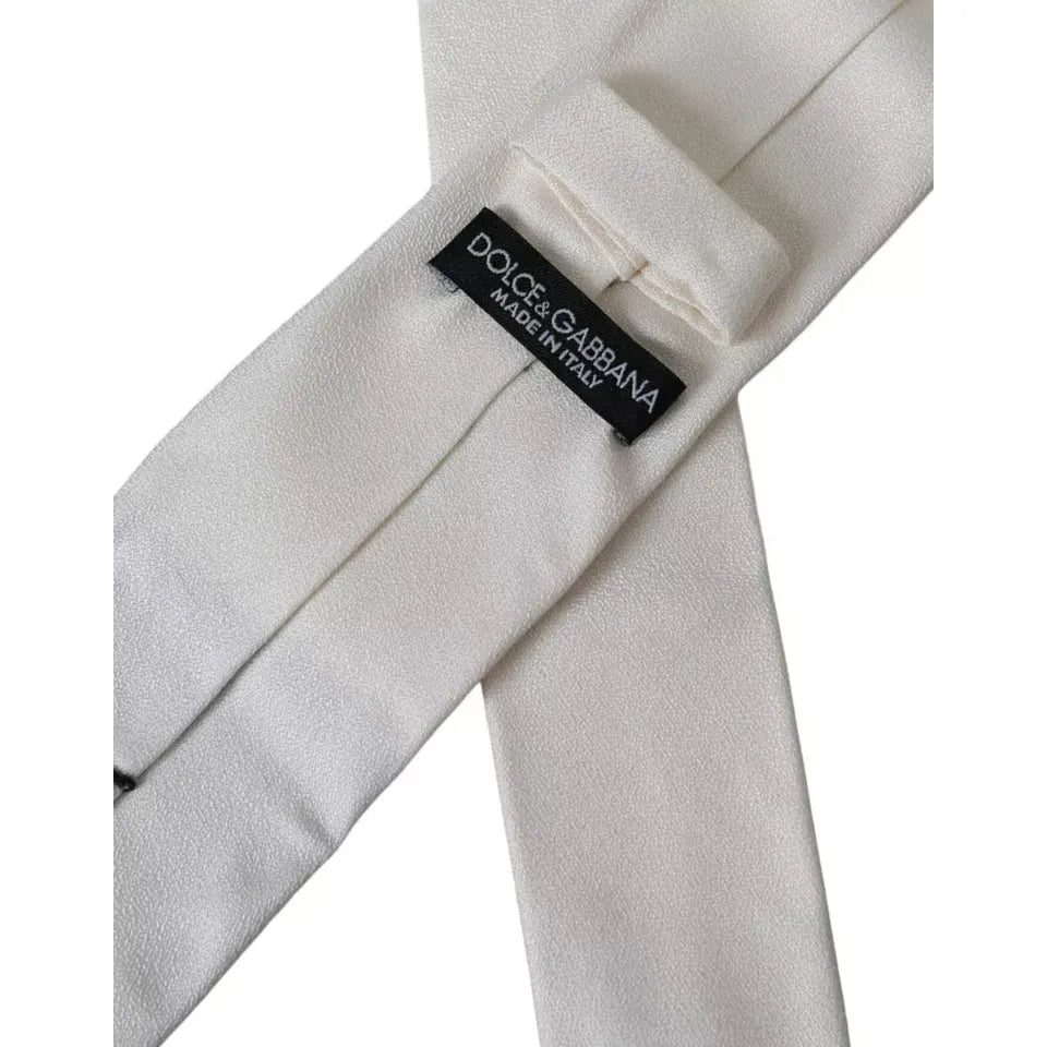 Dolce & Gabbana White Silk Classic Adjustable Men Tie Dolce & Gabbana