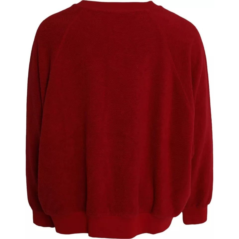 Dolce & Gabbana Red Logo Cotton Crew Neck Pullover Sweater Dolce & Gabbana