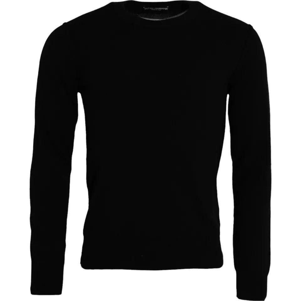 Dolce & Gabbana Black Cashmere Crew Neck Pullover Sweater Dolce & Gabbana