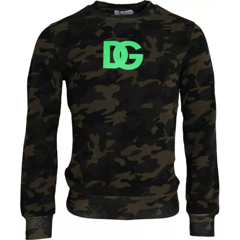 Dolce & Gabbana Black Camouflage Crew Neck Pullover Sweater Dolce & Gabbana