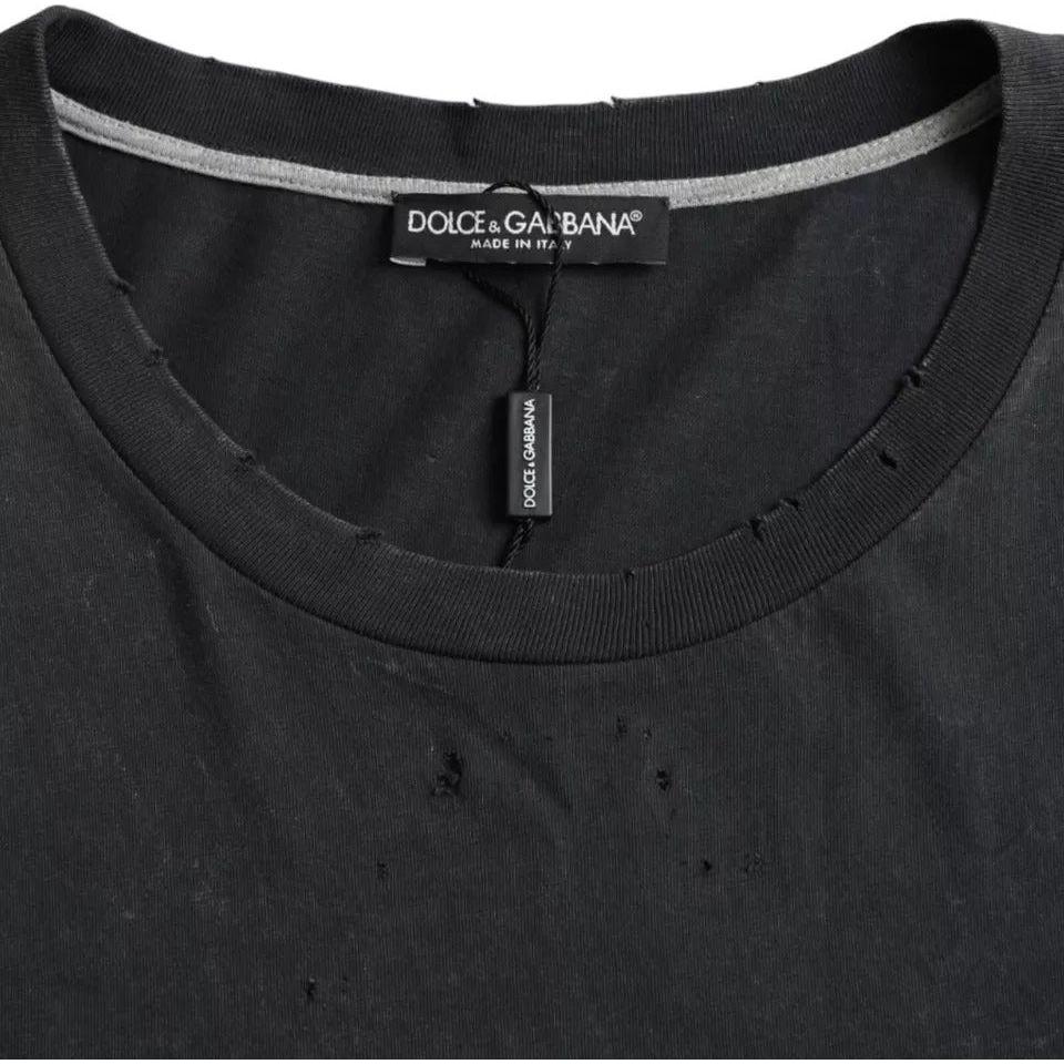 Dolce & Gabbana Black Graphic Printed Cotton Short Sleeves T-shirt Dolce & Gabbana