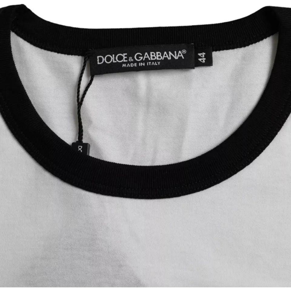 Dolce & Gabbana Black White Jazz Print Cotton Short Sleeves T-shirt Dolce & Gabbana