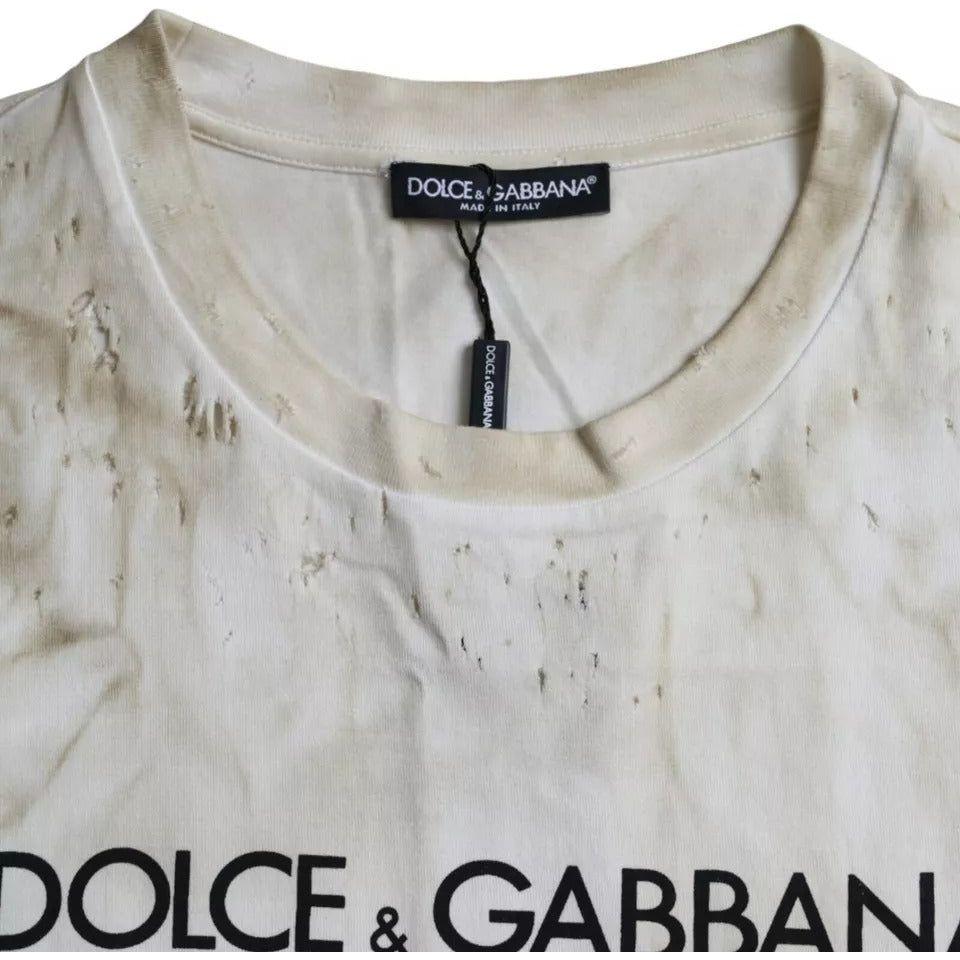 Dolce & Gabbana Off White Logo Cotton Crew Neck T-shirt Dolce & Gabbana