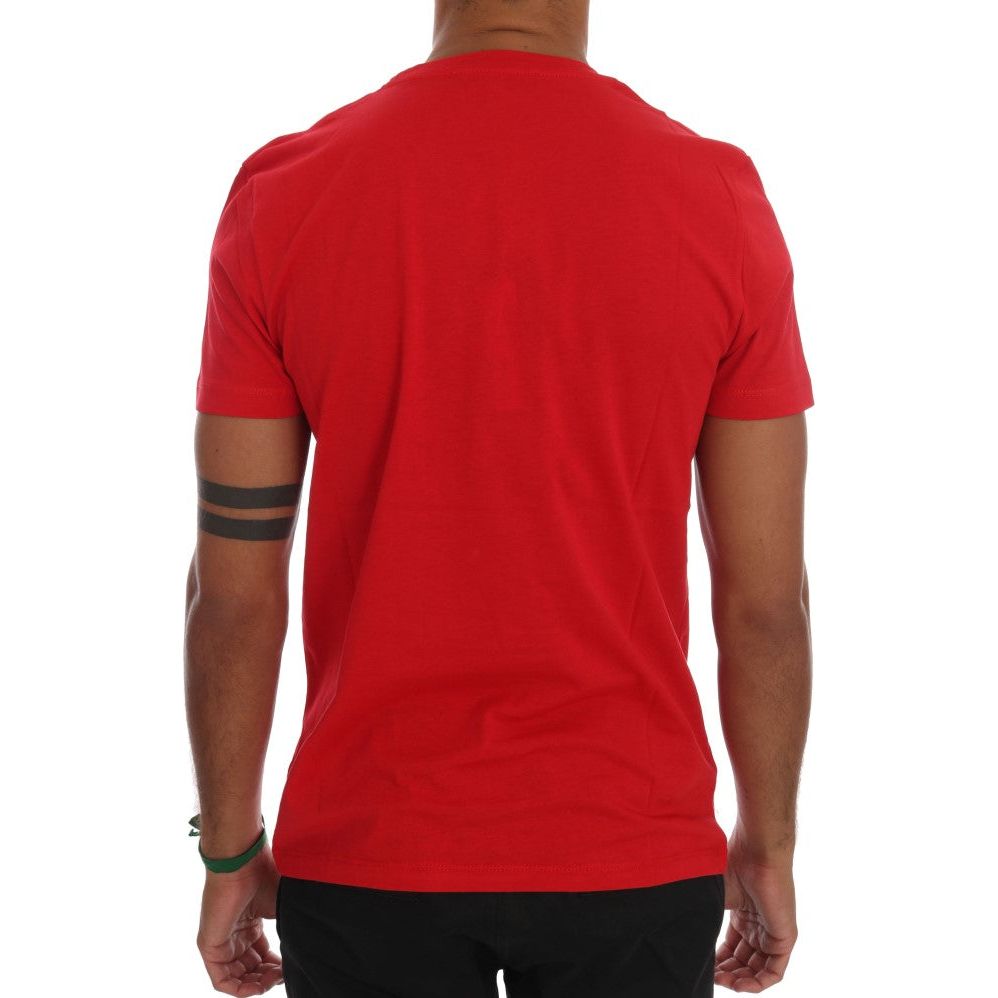 Frankie Morello Chic Red 'RIDERS' Motive Crewneck Tee Frankie Morello